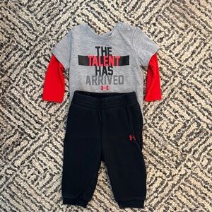 Under Armour Kids Gray and Red Jogger Set